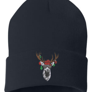 122CB Cool Reindeer Cuffed Beanie Navy