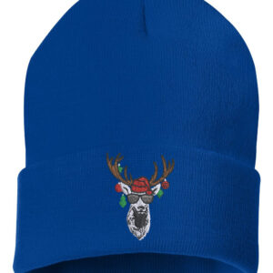 122CB Cool Reindeer Cuffed Beanie Royal Blue