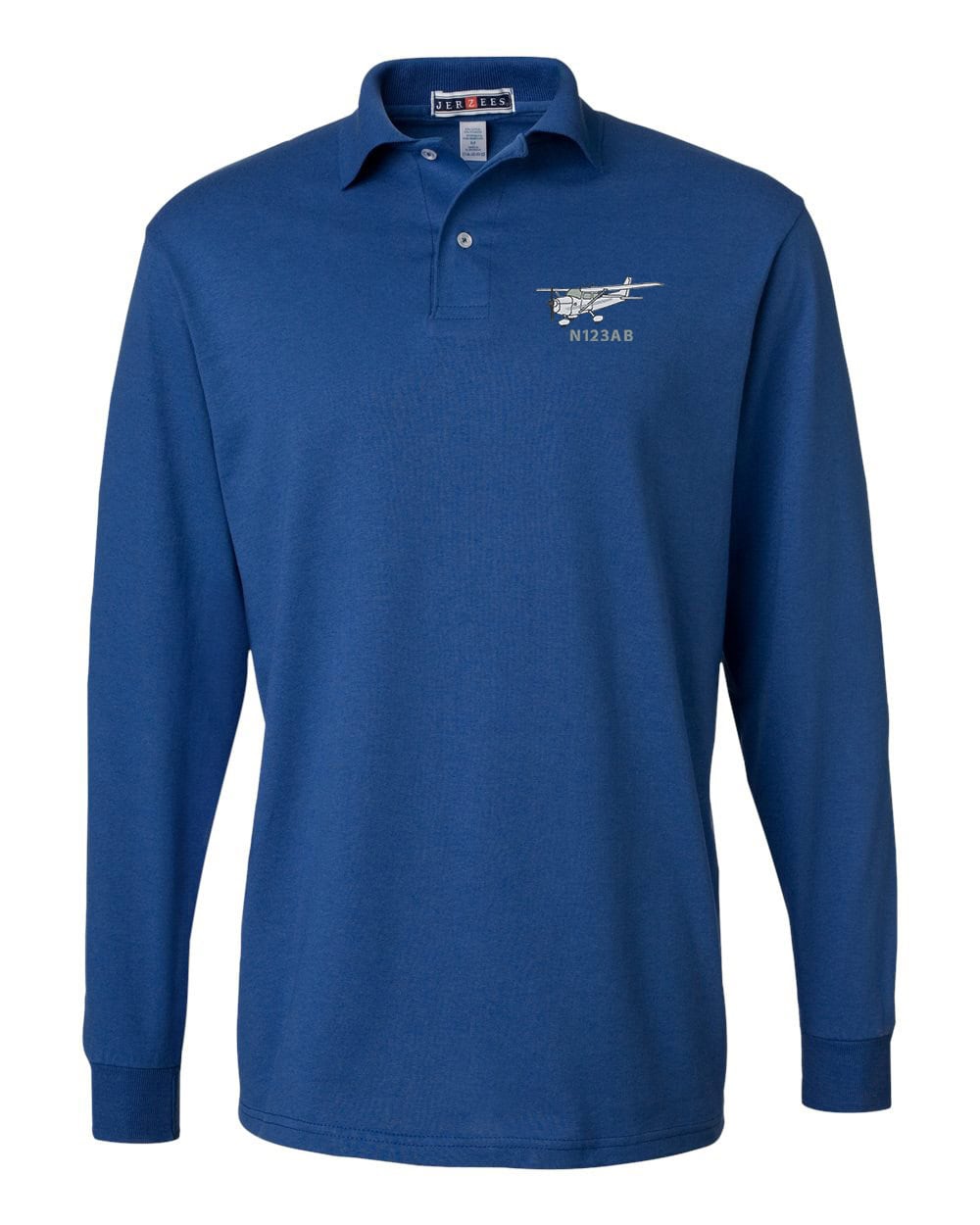 Aircraft 172 With Custom Tail Number Long Sleeve Polo, Custom N numer Polo, Custom Tail Number Airplane Shirt, Gift For Pilot 2 443M JERZEES Polo Shirt Royal Blue
