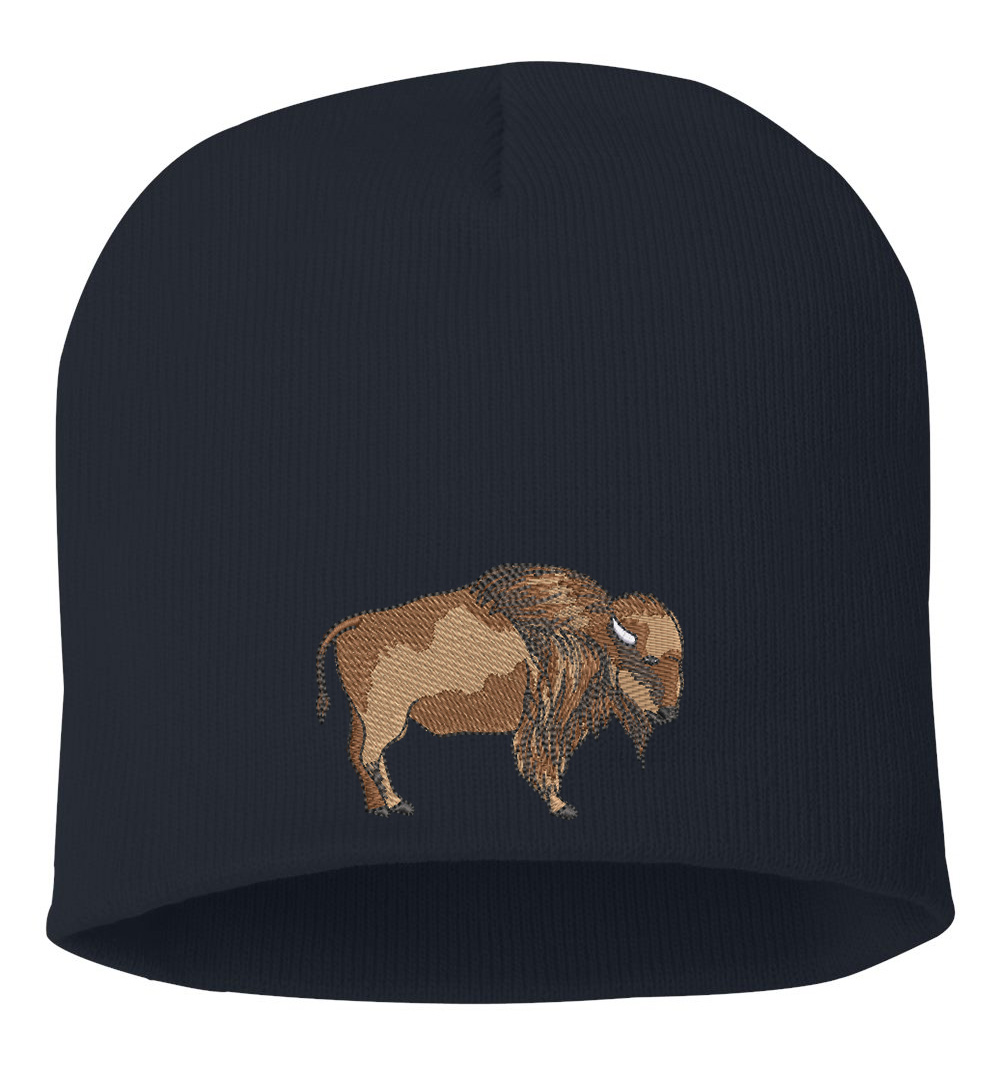 Embroidered Buffalo Beanie – Classic Knit Winter Hat for Outdoor Enthusiasts 4 63B Bison Tatanka Buffalo Beanie Navy