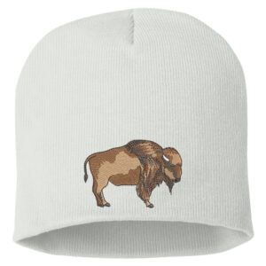 63B Bison Tatanka Buffalo Beanie White