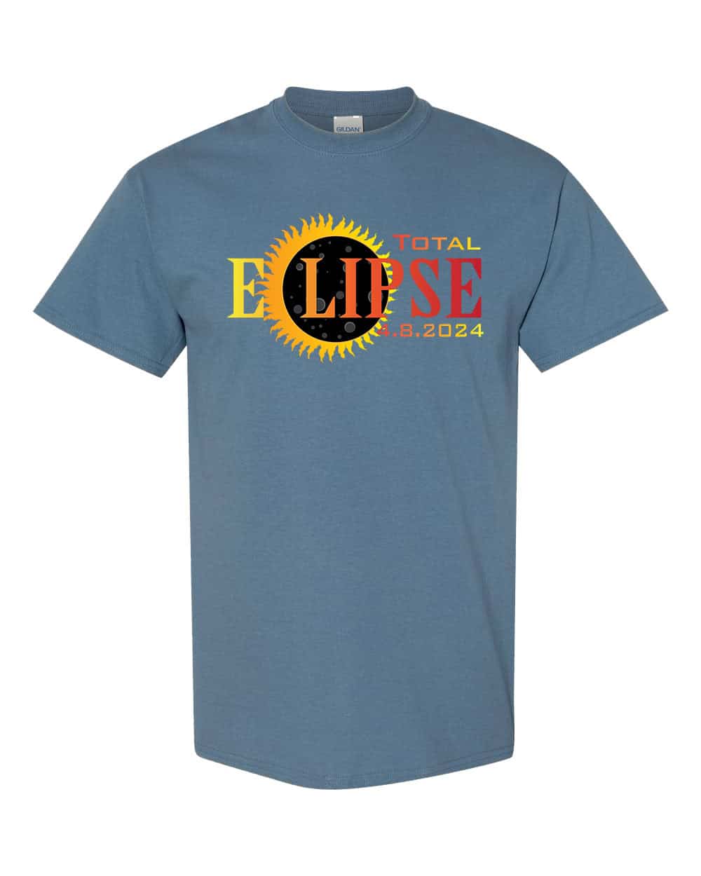 Total Eclipse 4.8.2024 Tee: Embrace the Celestial Phenomenon! 1 Total Eclipse 4.8.2024 Tee Shirt featuring a cosmic design with eclipse imagery and date.
