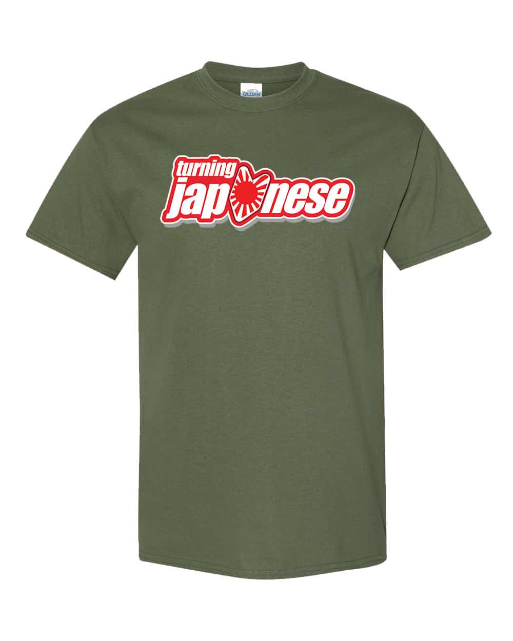 JDM Turning Japanese T-shirt, JDM Culture Tee, Japanese Racing Drifting Community Tshirt 4 P133T MGR Military Green Front High JDM Turning Japanese