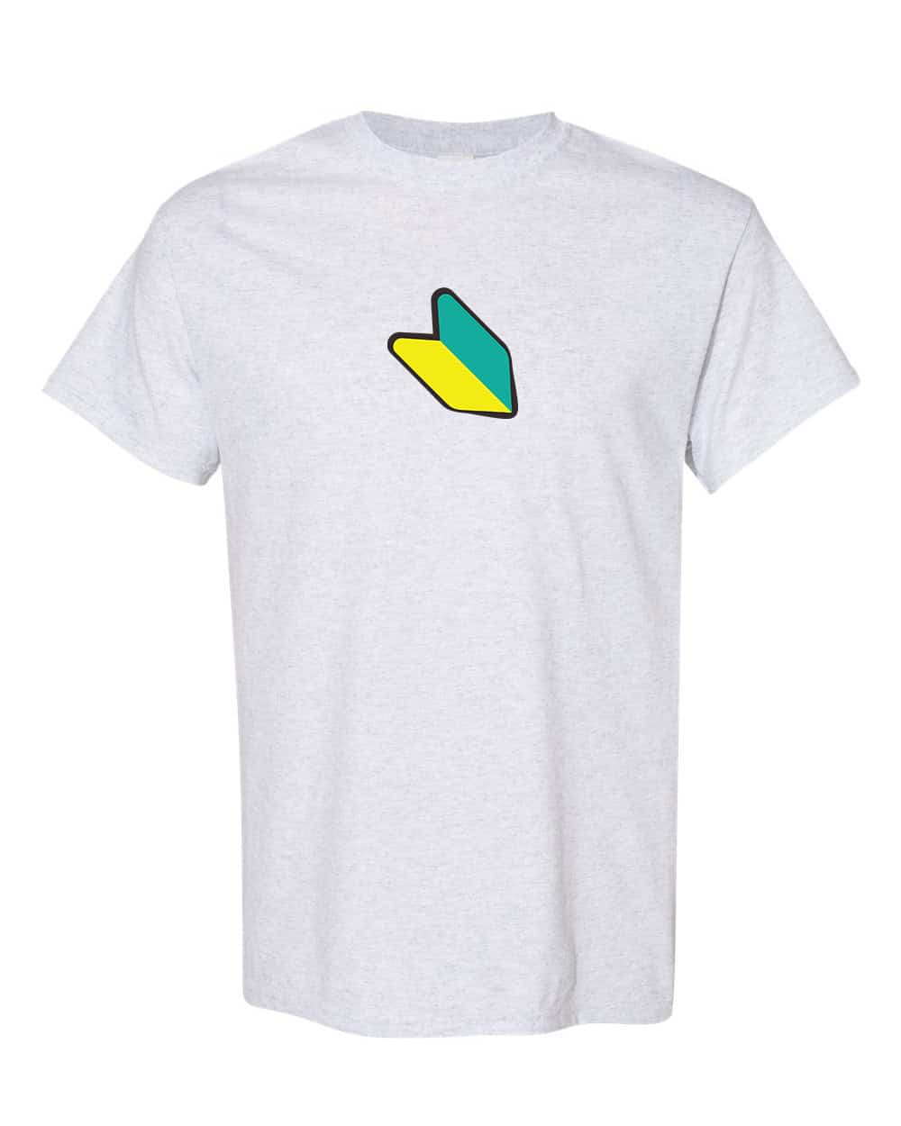 JDM Japanese New Driver Symbol T-Shirt, Japanese Rookie Driver Logo, Student Driver Logo Shirt 7 P136T GRY Ash Front High JDM New Driver Symbol