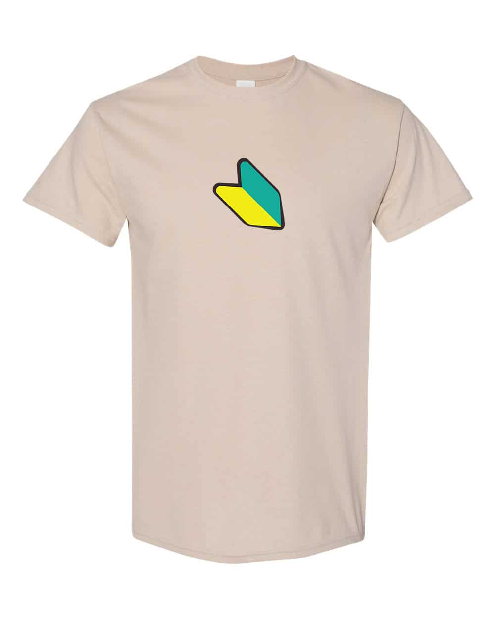 JDM Japanese New Driver Symbol T-Shirt, Japanese Rookie Driver Logo, Student Driver Logo Shirt 8 P136T SND Sand Front High JDM New Driver Symbol