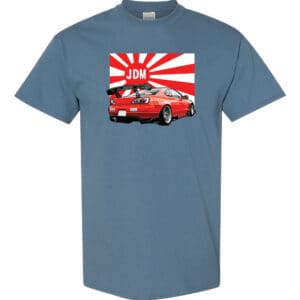 JDM MK4 Supra Car Tee with Japanese Sun Supra design made from 100% heavy cotton.