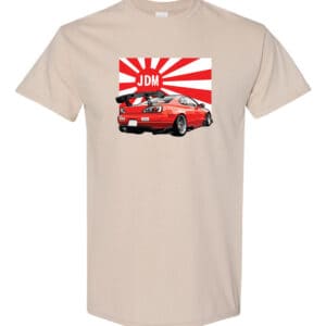 JDM MK4 Supra Car Tee with Japanese Sun Supra design made from 100% heavy cotton.