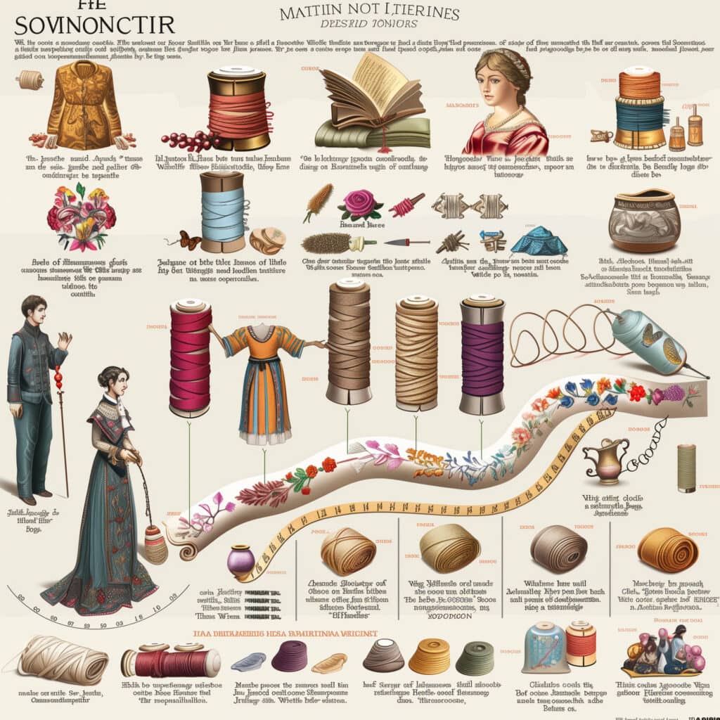 Thread Through Time: The Fascinating Journey of Embroidery 2 Embroidery evolution timeline from ancient to modern times showcasing different historical periods and techniques