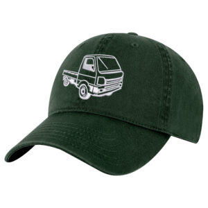 JDM Mini Truck Hat featuring embroidered kei truck design on a black baseball cap