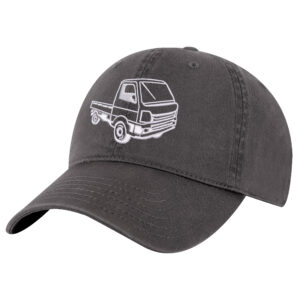 JDM Mini Truck Hat featuring embroidered kei truck design on a black baseball cap