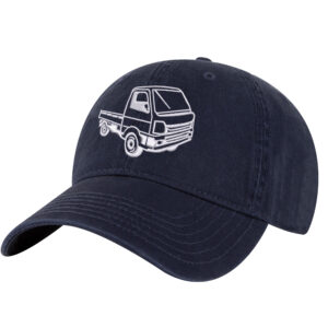 JDM Mini Truck Hat featuring embroidered kei truck design on a black baseball cap