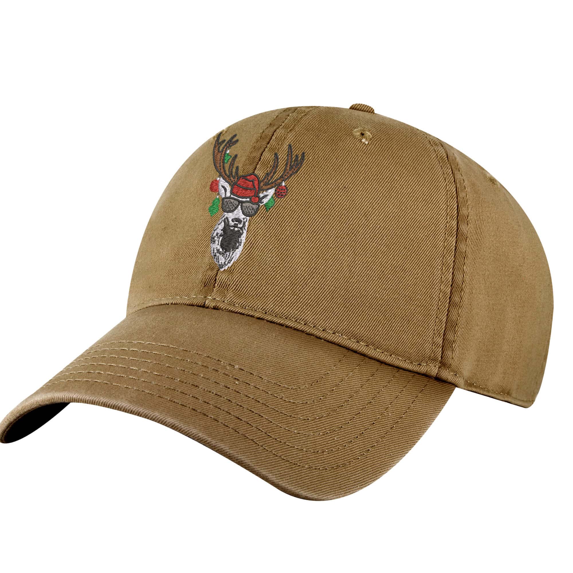 Christmas Reindeer Hat – Funny Baseball Cap for Holiday Cheer 7 Christmas Reindeer Hat featuring funny embroidered reindeer with sunglasses and Christmas ornaments
