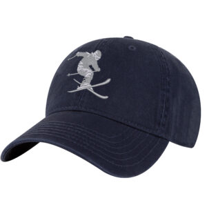 Skier hat – embroidered silhouette baseball cap, 100% cotton, strapback