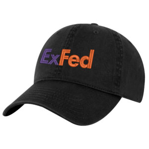 ExFed parody embroidered dad hat - FedEx-inspired cotton baseball cap for delivery drivers