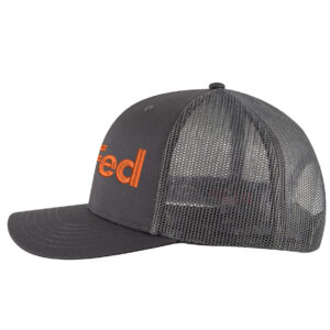 ExFed parody trucker hat - FedEx-inspired embroidered mesh snapback cap for delivery drivers