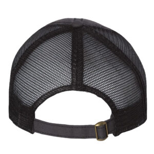 a black hat with a gold buckle