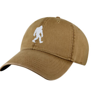Bigfoot embroidered hat on adjustable chino twill baseball cap with Sasquatch design