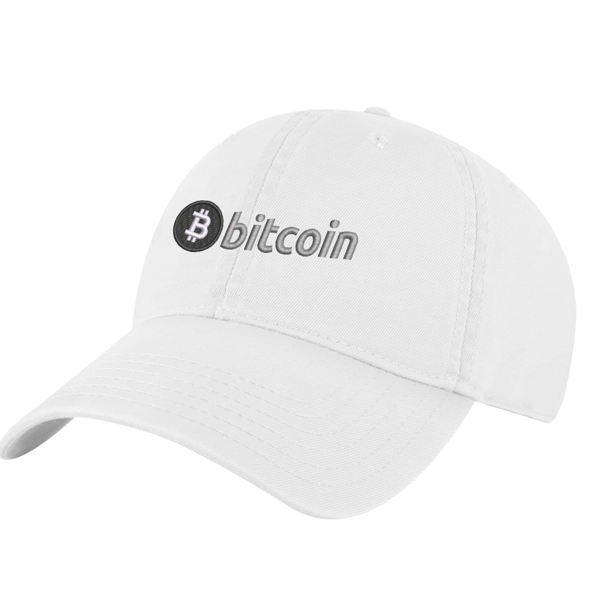 Bitcoin BTC Baseball Hat – Embroidered BTC Logo Adjustable Hat 2 Bitcoin baseball cap featuring an embroidered BTC logo on the front, adjustable strap at the back, and a pre-curved visor.