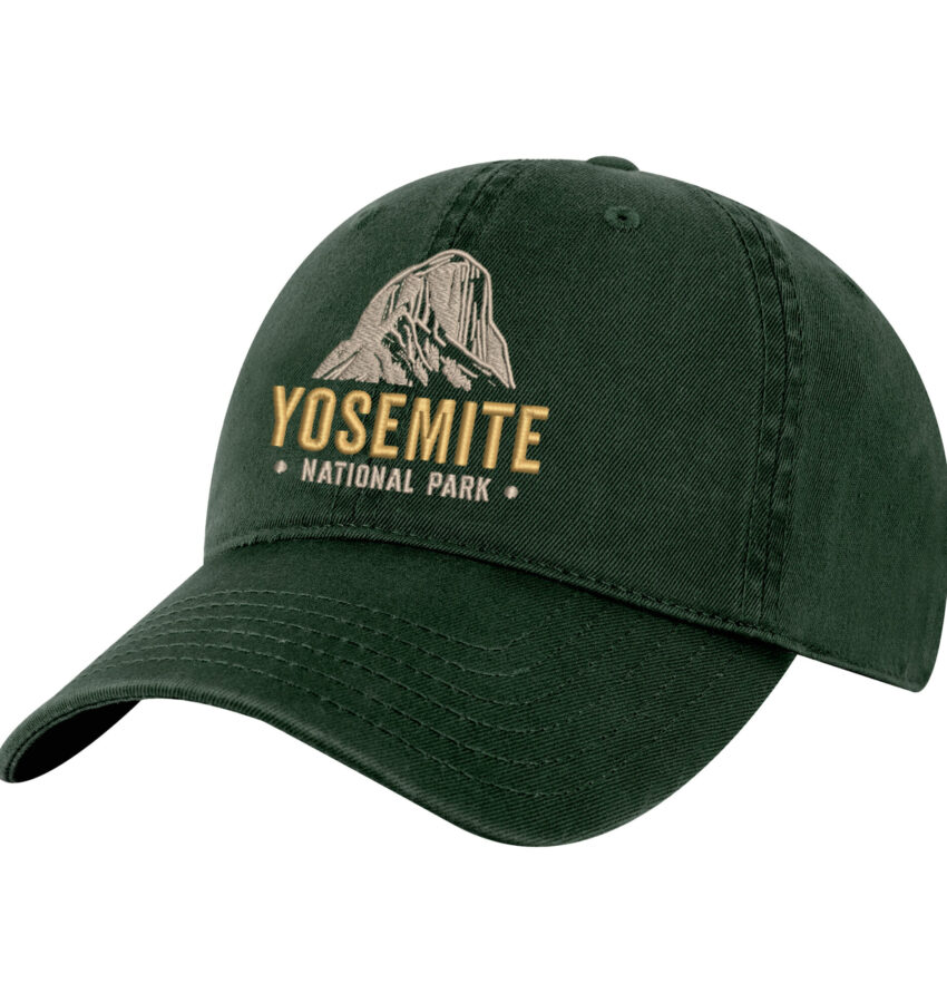 Embroidered Yosemite National Park cotton dad hat with mountain design