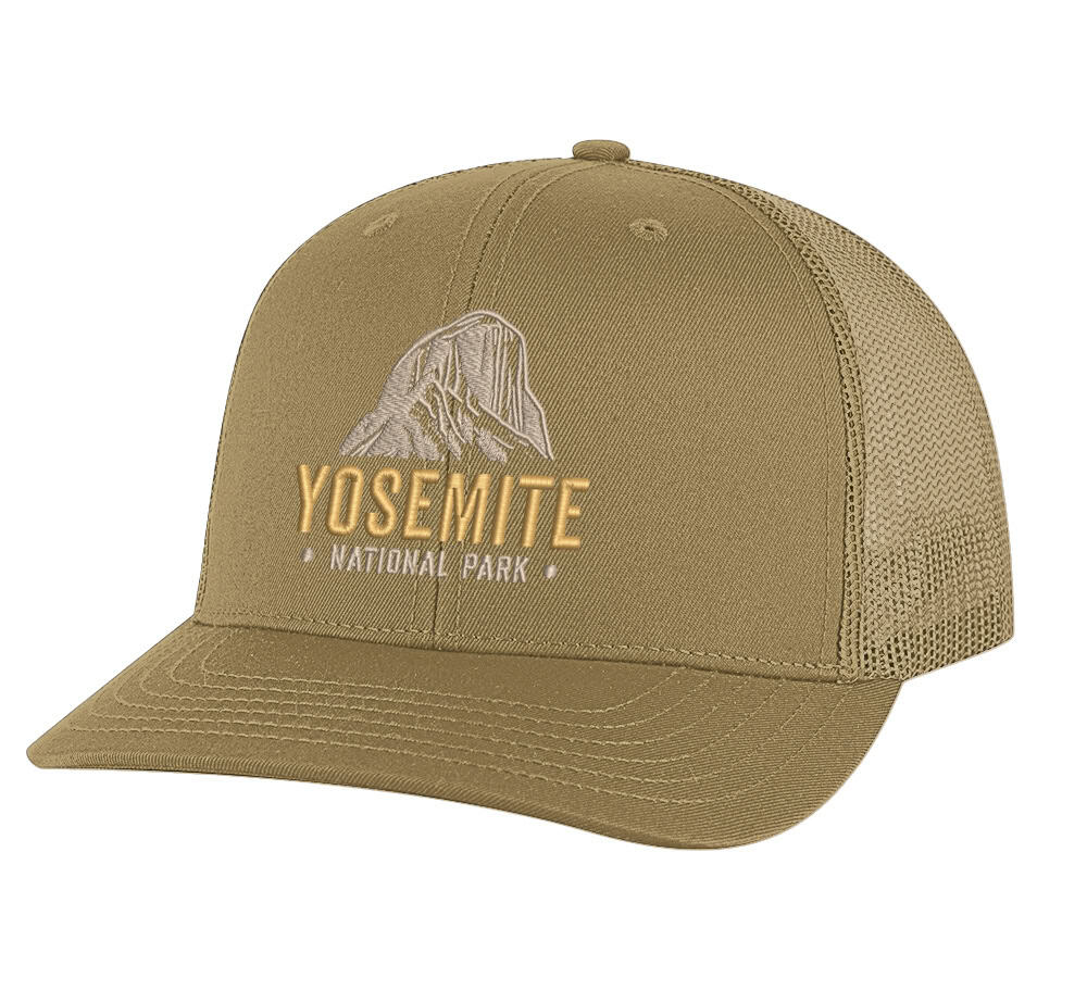 Yosemite Snapback – Classic Trucker Hat with Embroidered National Park Design 7 Classic structured Yosemite snapback with embroidered mountain and mesh back