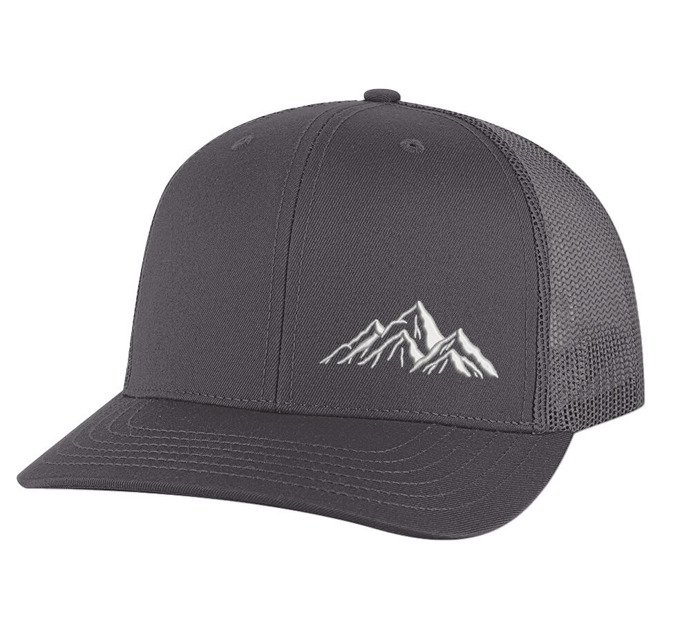 Mountain Snapback – Classic Trucker Hat with Embroidered Mountain Design 4 Classic snapback mountain trucker hat with embroidered mountain outline