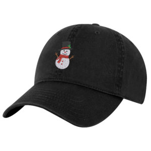 117A BLK Black Snowman Christmas Baseball Cap