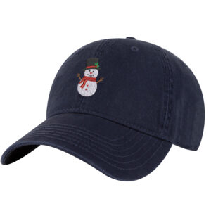 Snowman Baseball Cap – Embroidered Christmas Snowman Hat on Cotton Dad Cap