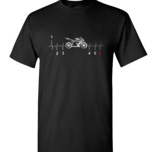 Bike life shirt in 100% heavy cotton with front-printed street bike and heartbeat design, classic crew neck t-shirt for motorcycle enthusiasts