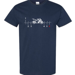 Bike life shirt in 100% heavy cotton with front-printed street bike and heartbeat design, classic crew neck t-shirt for motorcycle enthusiasts