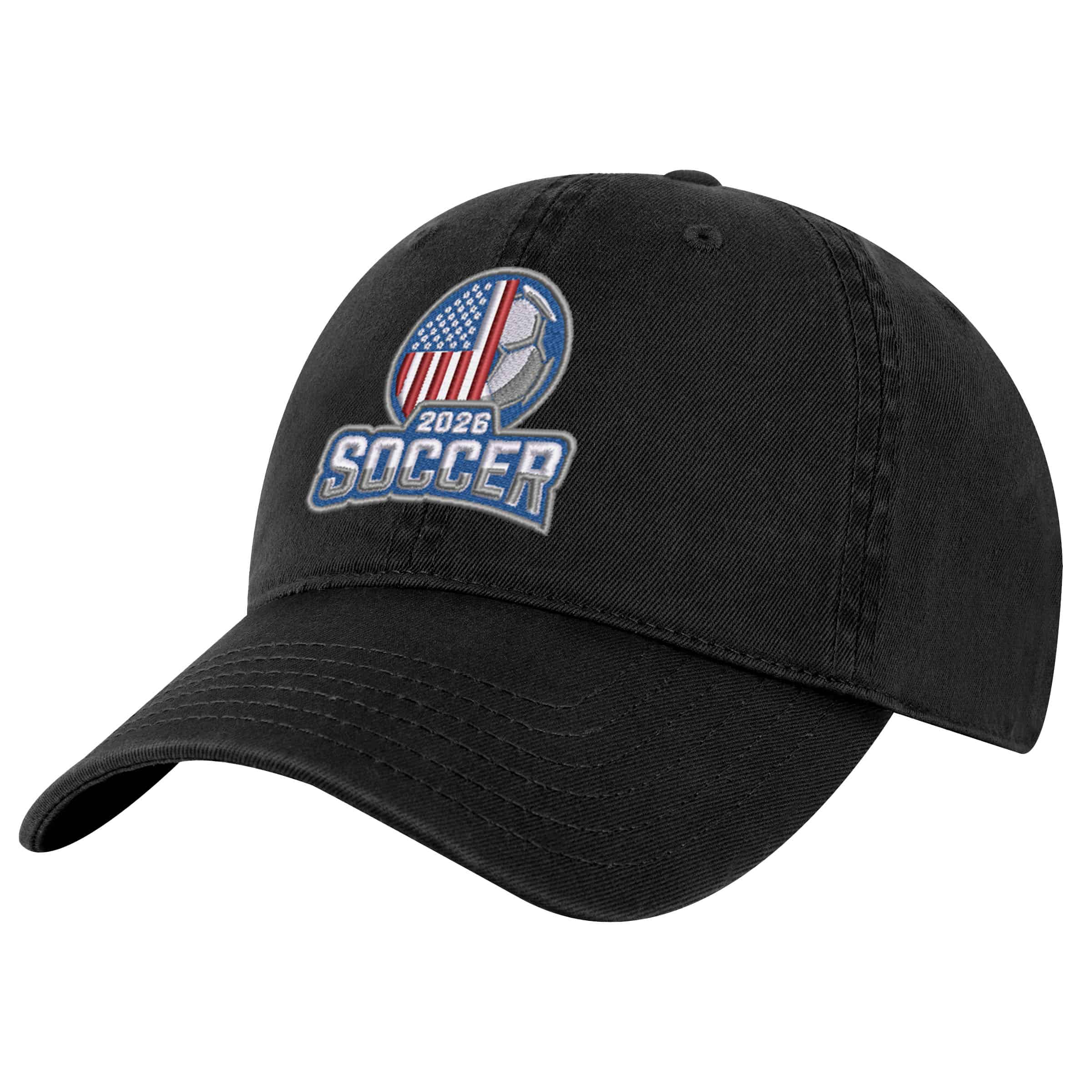USA Soccer 2026 Hat – Embroidered Soccer Dad Hat for Game Day 5 USA Soccer 2026 hat with embroidered soccer design on black dad hat